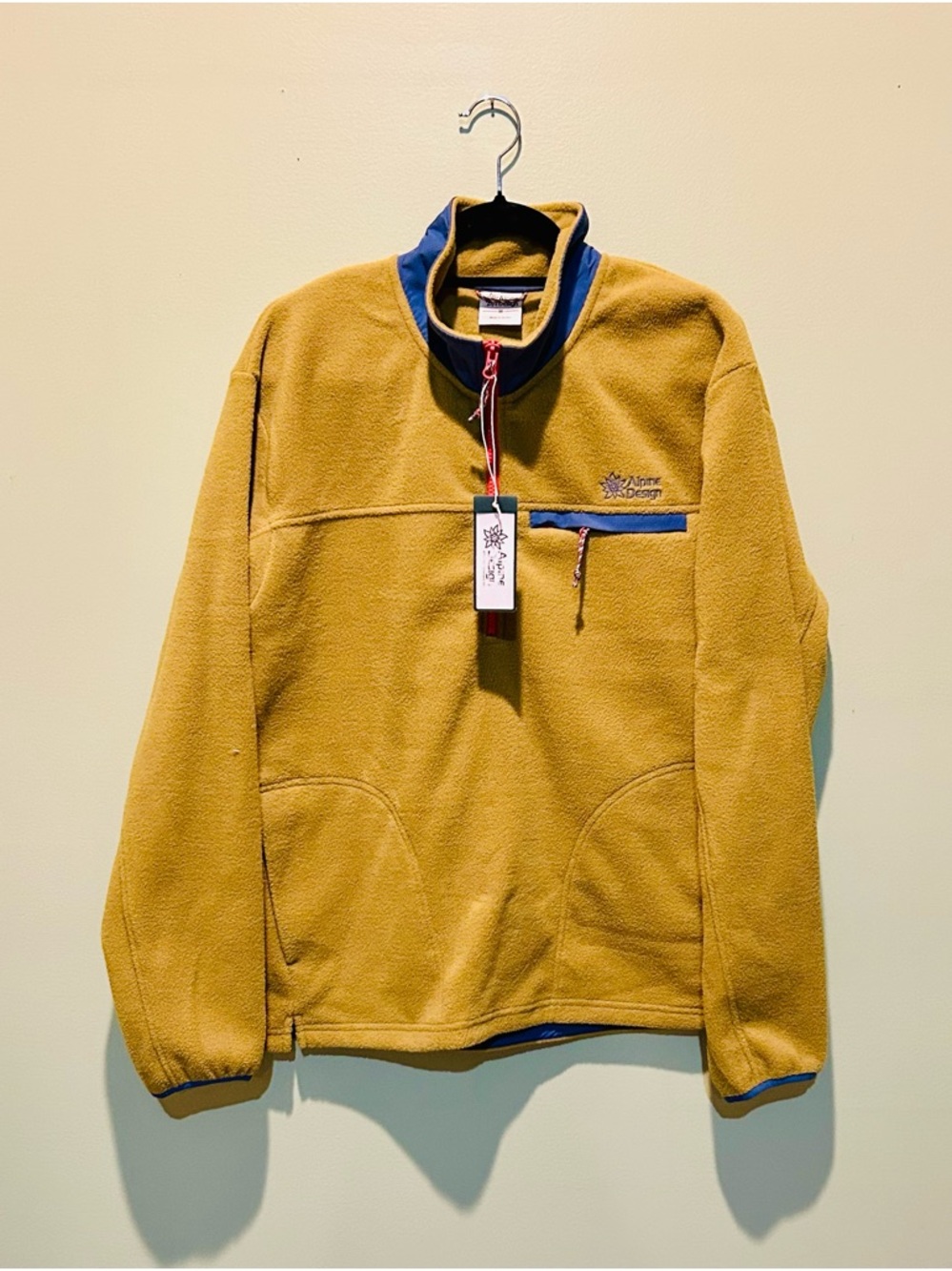 Alpine Design Earthy Green Fleece Pullover with Blue Trim